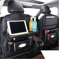thumbnail image 1 of PU Leather Rear Seat Organizer with Foldable Table Pan, Kids Car Rear Seat Kick Protector Road Trip Essentials Travel Accessories - (2 Pieces, 1 of 1