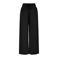 thumbnail image 6 of Gifts Usmixi Womens Straight Trousers Sexy Hollowed High Waist Wide Leg Long Pants Solid Pleated Loose Lightweight Pants Black XL, 6 of 7