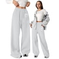 thumbnail image 2 of Mercatoo Heart Print Sweatpants for Girls Baggy Athletic Pants Wide Leg 𝗬2K 𝗗rawstring Elastic Waist Joggers with Pocket, 2 of 7
