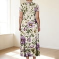 thumbnail image 4 of LWavelet Women's Plus Size Vintage Floral Maxi Dress Short Sleeve Tie Waist Casual Retro Boho Dress with Pockets Black 3XL, 4 of 7
