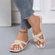 thumbnail image 5 of Pantuflas frescas de playa de fondo plano con punta abierta tejida para ropa de vacaciones de ocio para mujer Wmkox8yii ytu3009, 5 of 7