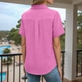 thumbnail image 4 of Arlun Womens Short Sleeve Shirts Button down Work Dressy Blouse Collared Business Casual Soft Solid Color Simple Stylish Plus Size Tops for Spring Summer 1-Pink S, 4 of 7