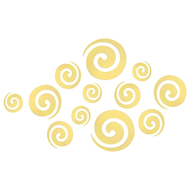 Acrílico Espejo Pegatinas de pared, 12uds en 1 Juego Auto Adhesivo Redondo Espiral Forma Removible Pared Calcomanías para Hogar Habitación Oficina DIY Decoración, Oro