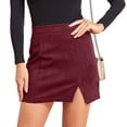 thumbnail image 3 of Womens High Waist Suede Fall Skirts Side Split Bodycon Short Zipper A Line Corduroy Mini Skirt - Women Fall Winter Plain Faux Suede Skirt - Casual Skirts Trendy Womens Skirts 2026 Wine L, 3 of 6
