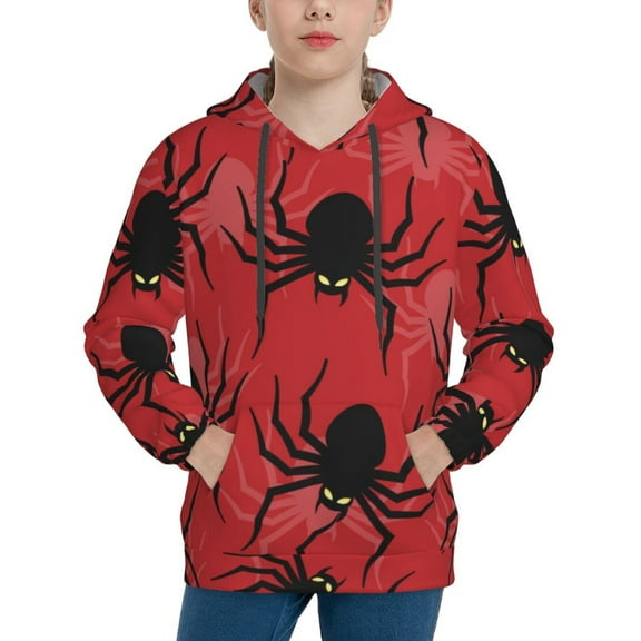 Vsdgher Spider Hoodie Youth Classic Hooded Pullover Sweatshirts Essentials Hoodie for Children (s-xl)-X-Large