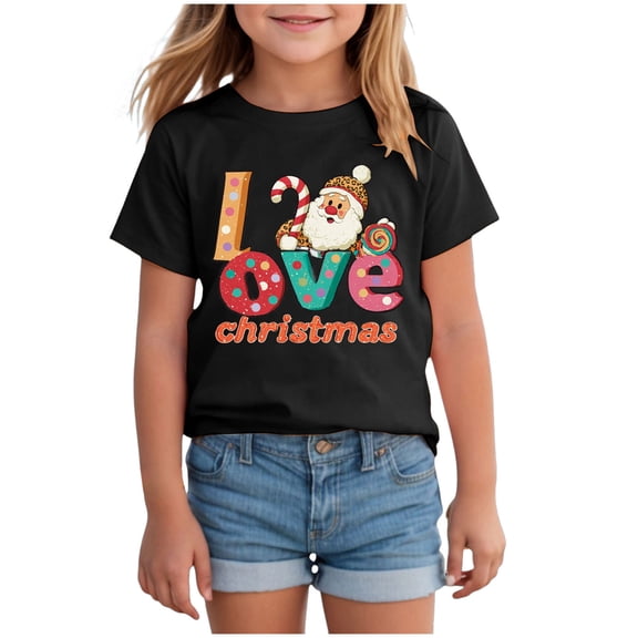 UYYX White Shirt Girls Girls Shirts Size 7-8 Girl T-Shirt - Kids Graphic Christmas Shirts Gifts Top 7-8 Years