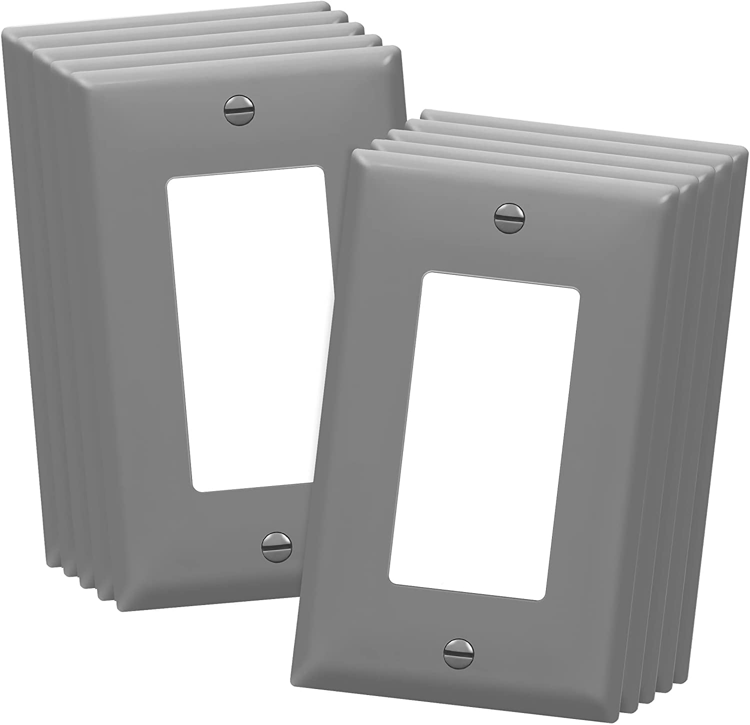 ENERLITES Decorator Light Switch or Receptacle Outlet Wall Plate, Size 1-Gang 4.50' x 2.76', Unbreakable Polycarbonate Thermoplastic, UL Listed, 8831-GY-10PCS, Gray, 10 Pack