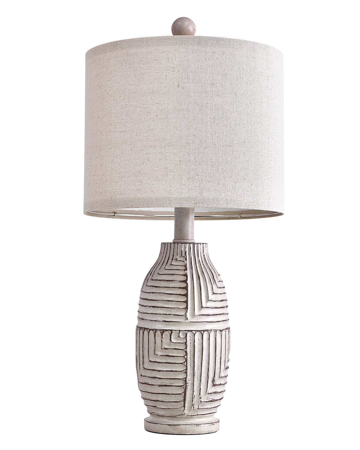 Oneach 20.25" Farmhouse Table Lamps Set of 2 for Living Room Bedroom Resin Bedside Nightstand Lamps with Beige Linen Drum Shade