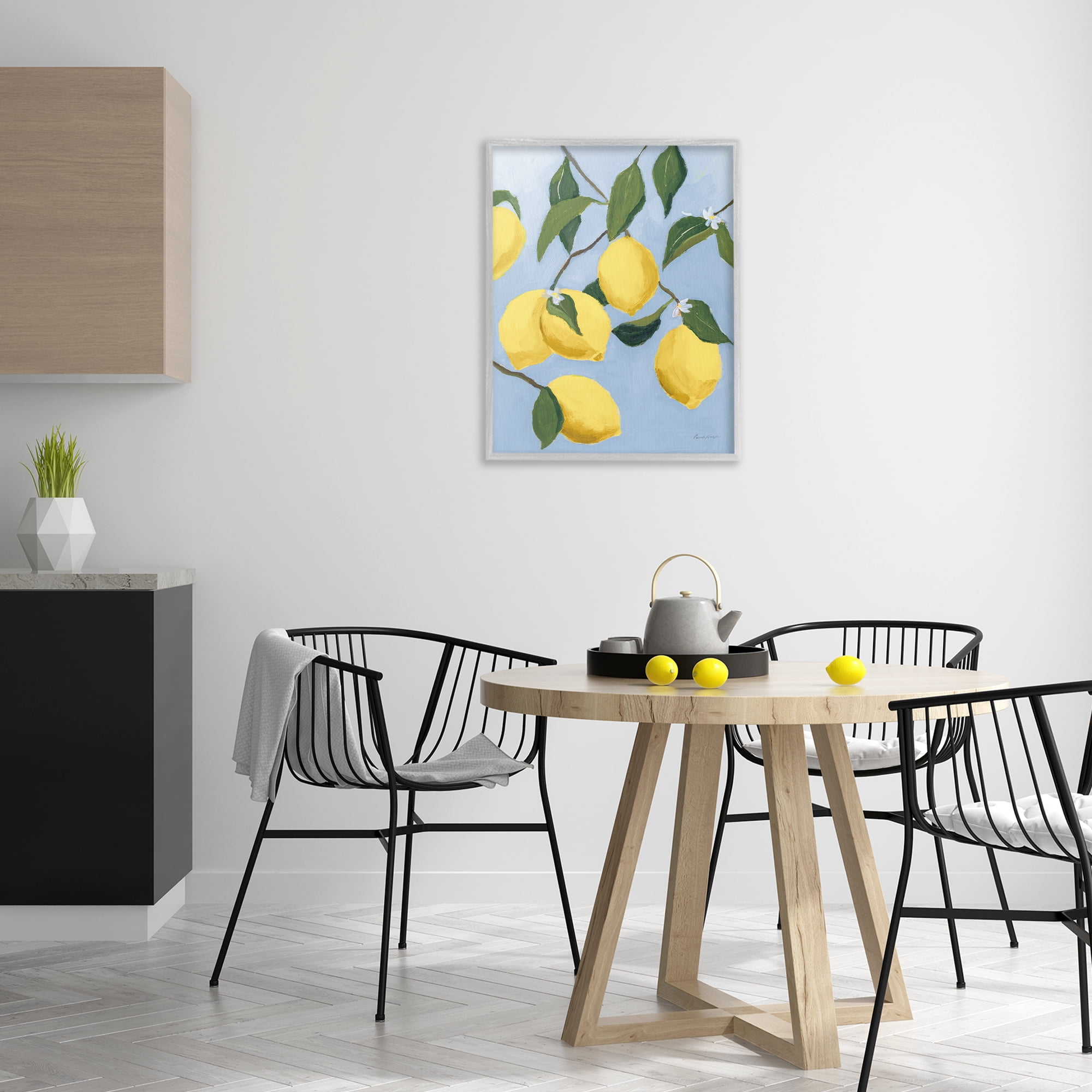 Stupell Industries Winding Lemon Tree Food & Beverage Painting Gray Framed Art Print Wall Art, 24 x 30