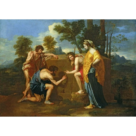 Poussin "Arcadian Shepherds" (17th) Glossy Poster