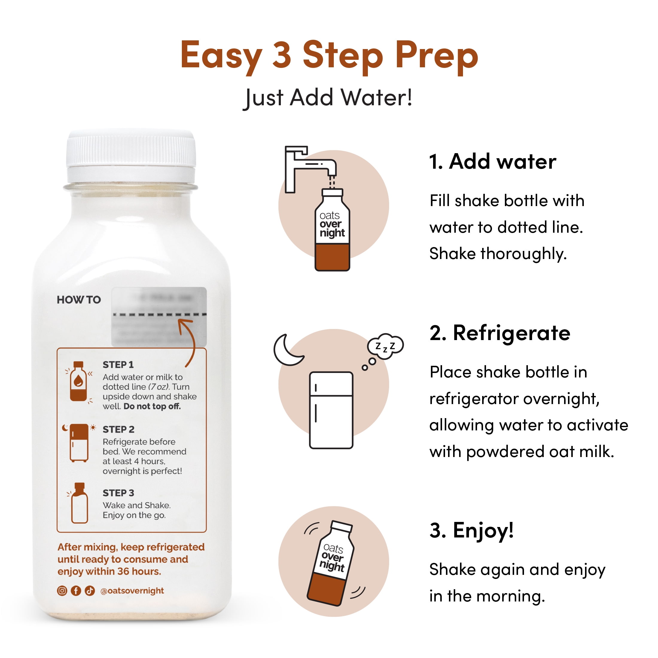 (3 pack) Oats Overnight Chocolate Peanut Butter Protein Overnight Oatmeal Shake, 4 pack