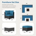 thumbnail image 4 of Danrelax 7-Piece Outdoor Sectional Sofa Patio Conversation Set, Black PE Rattan Wicker Furniture, Steel Frame in Peacock Blue Blue, 4 of 7