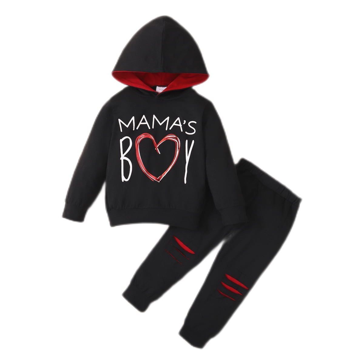 5t Little Boy Clothes 45Y Boy Black Long Sleeve Pants Set Fall Winter