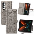 thumbnail image 1 of K-Lion for Samsung Galaxy Z Fold 4 2022 Case Embossed Cute Pattern Wallet Flip PU Leather Magnetic Card Slots with Stand Cover for Samsung Galaxy Z Fold 4, Gray, 1 of 8
