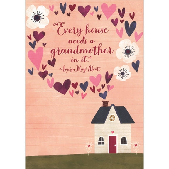 Designer Greetings House with Hearts and Flowers Coming from Chimney Grandparents Day Card for Grandmother