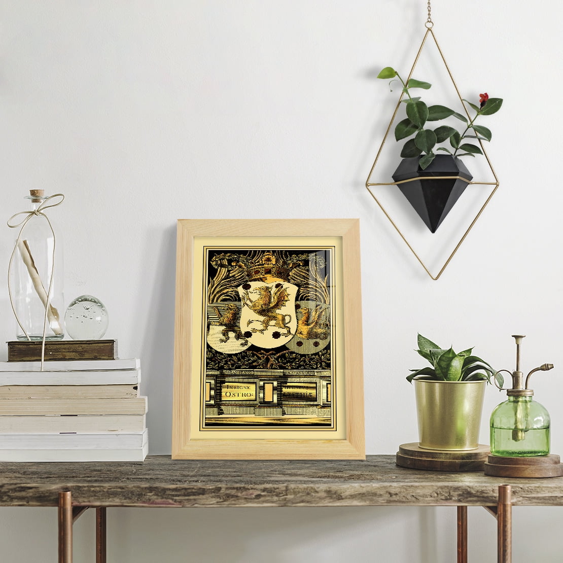 Family Crest II -Framed Print w/glass-Natural Wood