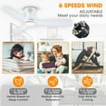 thumbnail image 3 of Parrot Uncle Ceiling Fans with Lights 52 Inch White Low Profile Ceiling Fan with Remote Control for Bedroom Flush Mounted, Dimmable LED Light, 3 of 9