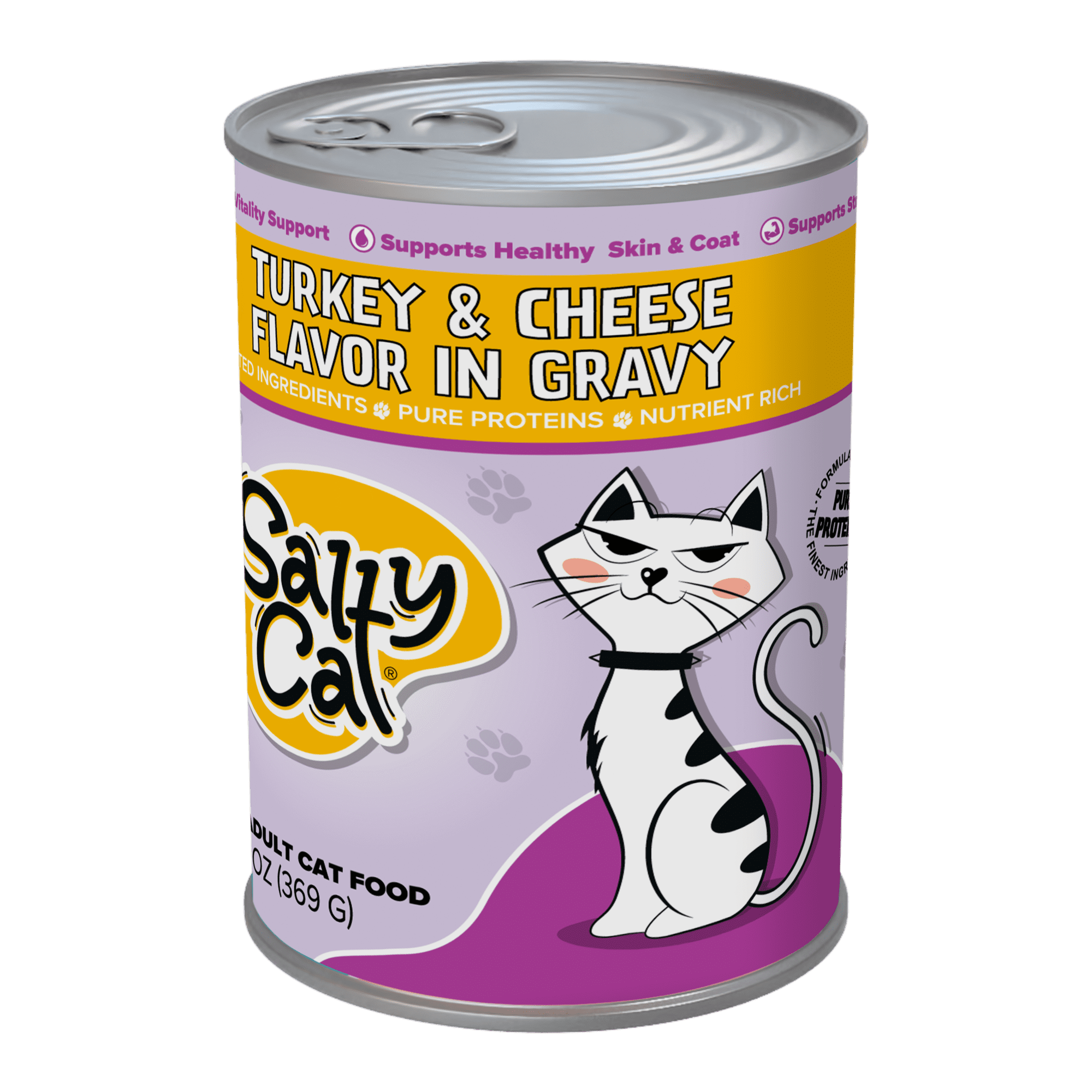 (6 pack) Salty Cat Turkey and Cheese Flavor in Gravy 13 oz