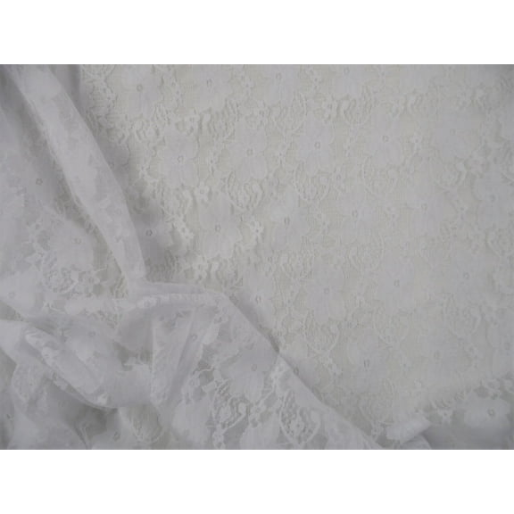 Stretch Lace Apparel Fabric Sheer White Floral PP45