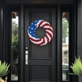thumbnail image 2 of Qocolhg 12 inch 4th of July Wreath Independence Day Red White and Blue Pompom Rose Patriotic Wreaths with Stars American Flag Festival Garland Hanging Decoration for Memorial Day, Clearance, 2 of 7