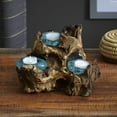 thumbnail image 2 of cohasset gifts & garden 3 piece molten glass and wood tealight set, 2 of 2