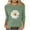 #0077Army Green, variant on Casual Fashion Print Brushed Ribbed Round Neck Three-Quarter Sleeve T-Shirt Top for Women Stretchy Comfort Fit Daily Wear Blouse