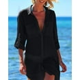 thumbnail image 2 of yillto Womens Oversized Blouse Button down V Neck Long Sleeve Loose Summer Beach Swimsuit Cover Up Top, 2 of 7