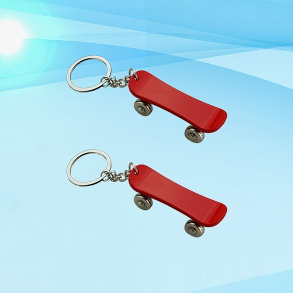 HOMEMAXS 2Pcs Skateboard Shape Keychain Creative Keyring Key Holder Ring Decoration Gift Hanging Ornament for Car Bag Red