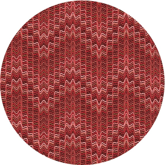 Ahgly Company Indoor Round Patterned Grapefruit Red Area Rugs, 4' Round