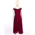 thumbnail image 3 of inlzdz Flower Girls Chiffon Dress Off Shoulder Spaghetti Strap Wedding Birthday Dance Prom Ballroom Party Gown Evenings  A-Line Dress Burgundy 10, 3 of 7
