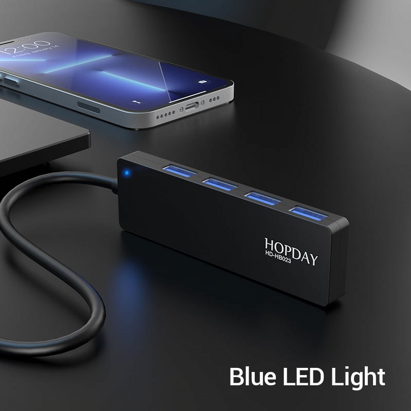 USB Hub, USB Hub 3.0 with 4 Port USB 3.0 Transfer Speed 5 Gbps, Ultra-Slim Data USB Splitter Compatible with Laptop, PC, Mouse, Keyboard, USB, Cable