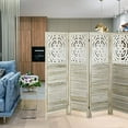Carved Wood Room Dividers 4 Panel, 5.6 FT Tall CutOut Room Dividers