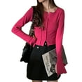 thumbnail image 1 of Top corto ajustado de manga larga camiseta suave de moda Irregular de Color puro para mujer de grosor moderado para la primavera para el día a día ANGGREK Otros, 1 of 8