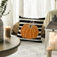thumbnail image 6 of Sm:)e 18 x 18 Fall Pillow Cover Watercolor Stripes Pumpkin Decorative Outdoor Cushion Cover, 6 of 7