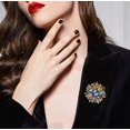 thumbnail image 4 of Broche floral de hojas de cristal austriaco vintage, ramillete impresionante, broche de flor de vid, broche de flor, cinta nupcial, broche Art Deco para mujer, cumpleaños oso de fresa Electrónica, 4 of 5