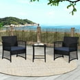thumbnail image 2 of WestinTrends Melvi 3 Piece Wicker Patio Furniture Sets, All Weather PE Rattan Chair Bistro Set Outdoor Patio Conversation Set, Black and Navy, 2 of 7