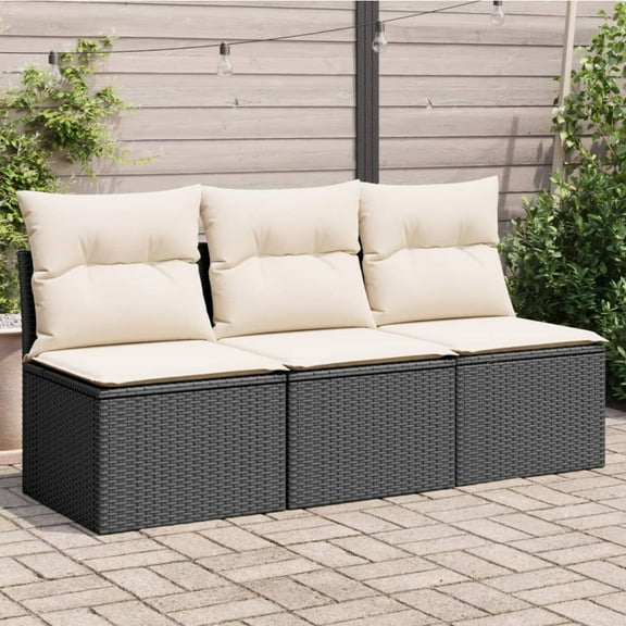 vidaXL Garden Sofa Black, Cream White