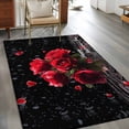 thumbnail image 2 of Area Rug for Living Room, Red Roses Non-Slip Indoor Large Carpet for Bedroom/Dining Room, Valentines Day Romantic Petal Floral Black Washable Low-Profile Rectangle Floor Mat Runner Rugs - 2.7 x 5 Ft, 2 of 8