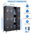 thumbnail image 3 of SUXXAN Metal Lockers for Employees with Lock,Locker Storage Cabinet with 18 Hooks&9 Doors,Steel Storage Locker Cabinet for School Office Gym Bedroom,Assembly Required (9 Door-Dark Grey), 3 of 6