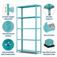 thumbnail image 6 of 5-Tier Metal Storage Rack - Home Shelving Unit with Adjustable Height,  for Garage, Kitchen, Office - 35" W x 12" D x 68" H Industrial Utility Shelf - Light Green, 6 of 9