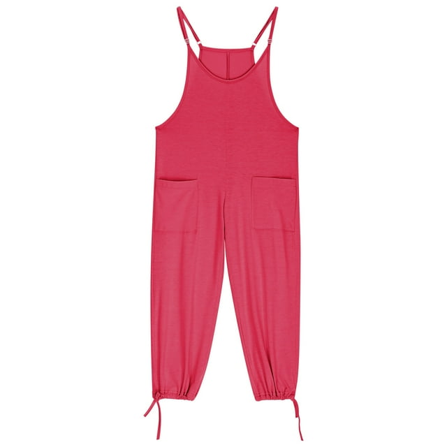 Girls' Jumpsuits Rompers Cute Summer Clothes Adjustable Wide Leg Jumpsuit Loose Rompers Preppy Clothes 7-8 Y