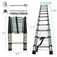 thumbnail image 2 of EPOTOOR 10.5FT / 3.2M 12.5FT / 3.8M 14.5FT / 4.4M Telescoping Ladder 330 lbs Capacity Heavy Duty Aluminum Extendable Ladder Collapsible Locking Mechanism for Attic Household Use Outdoor Work, 2 of 7