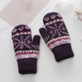 thumbnail image 3 of 1 Pair Women Gloves Color Block Snowflake Pattern Autumn Winter Warm Windproof Gloves for Outdoor, 3 of 10