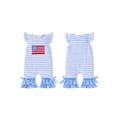 thumbnail image 2 of BemeyourBBs Newborn Baby Girl 4th of July Outfit Patriot Independent Day Clothes Summer One Piece Romper Fly Sleeve Stripes USA Flag Letters Casual Ruffled Jumpsuit Baby Fourth of July Outfit, 2 of 9
