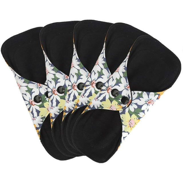 5pcs Reusable Menstrual Pads High Absorption Leak Proof Super Soft Cotton Washable Sanitary Pad for Female S