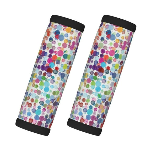 Xecao Colorful Watercolor Dots Print 2 Pack Luggage Handles Wrap Grips Identifiers Bright Luggage Markers, Unique Travel Essentials,Bright Luggage Markers
