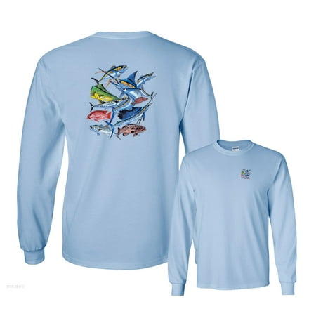 Saltwater Collage Fishing Long Sleeve T-Shirt (Best Long Sleeve Fishing Shirt)
