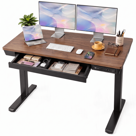 Electric Standing Desk, Stand up Desks Adjustable Height,Adjustable Desk,40x24 inches,Black Walnut