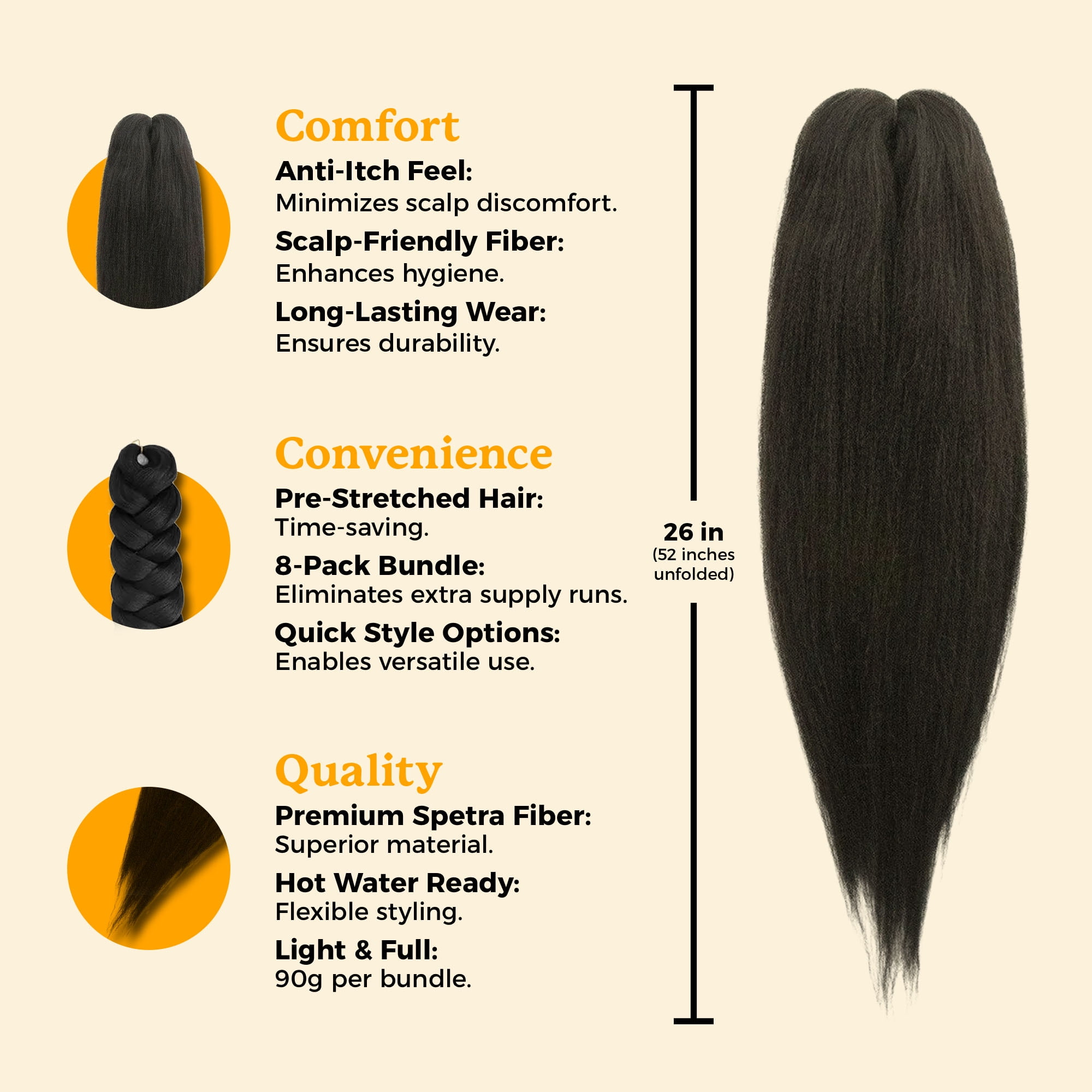 Braid Miracle Pre-Stretched Braiding Hair 52” Anti-Itch – Yaki