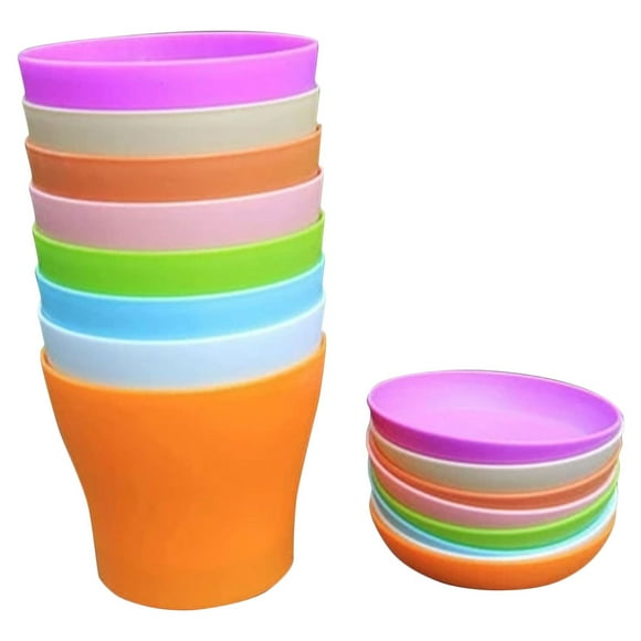 8 piezas de plástico para maceta de flores de flor de la flor de la flor de bonsai macizo de flor redonda con bandeja